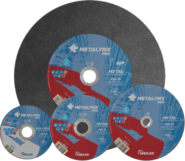 115mm x 1mm cutting/slitting discs, 125mm x 1mm cutting/slitting discs, 230mm x 1.9mm cutting discs and 356mm Cutting discs