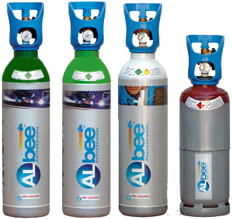 ALbee rent free pure argon, 5% CO2/argon mix, oxygen and acetylene cylinders