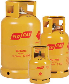 Flogas butane in 13kg, 7kg and 3.9kg cylinders
