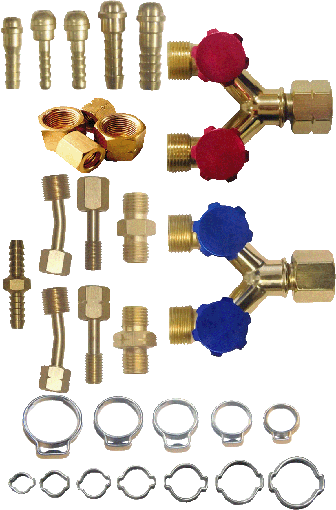 Gas Tails, Hose clips, O clips, Y Splitters, left & Right hand thread, Hose Adaptors