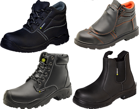 Steel toe capped safety boots, anti slip, steel mid sole, with or without laces