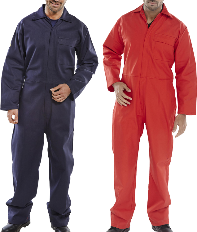 Flame retardant boiler suits/ coveralls in navy, red, orange and royal blue