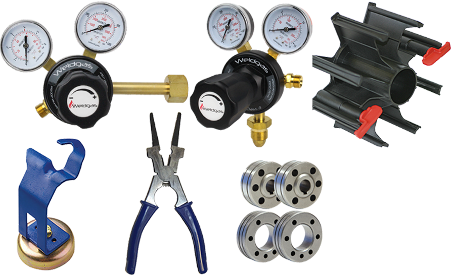 MIG welding regulators, Spool Adaptor, magnetic MIG torch stand, MIG welding Pliers, Selection of drive rollers